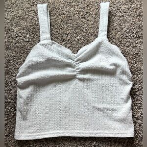 Teen Girl's Elegant Ruched Knit Jacquard Cami Tank Top With Textured Pattern